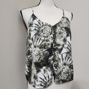 hudson gray Size Small V‎ Neck Button Front Cami Tank Dark Green White Tie Dye